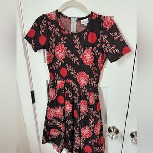 Lularoe Women’s Floral Red and Black Dress size XS